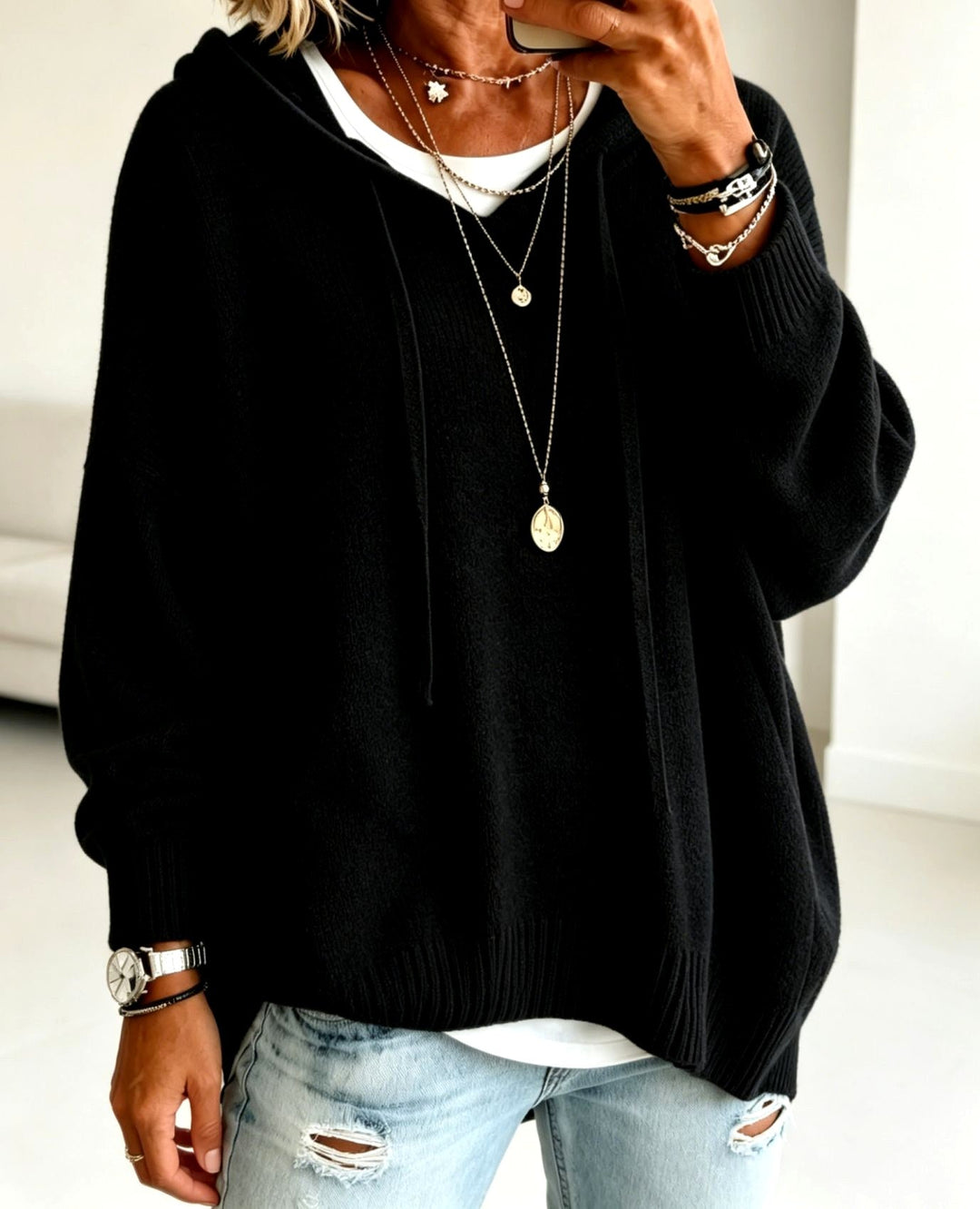 Greta | Women’s Oversized Knit Hoodie Sweater
