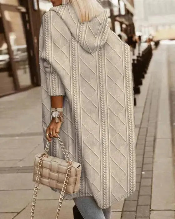Calla | Women’s Long Hooded Cable Knit Cardigan