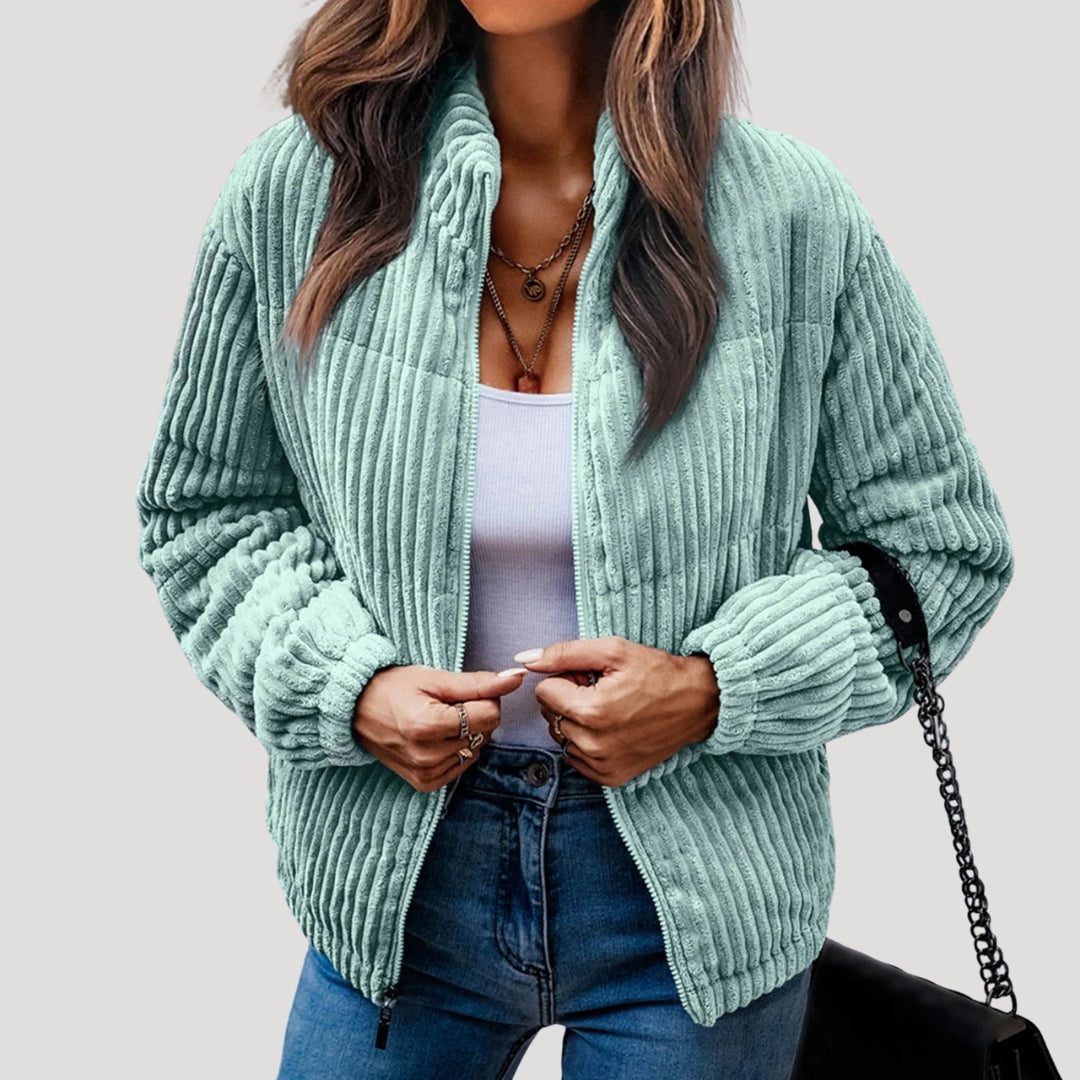 Kunigunde | Women's Quilted Corduroy Puffer Jacket with Stand Collar