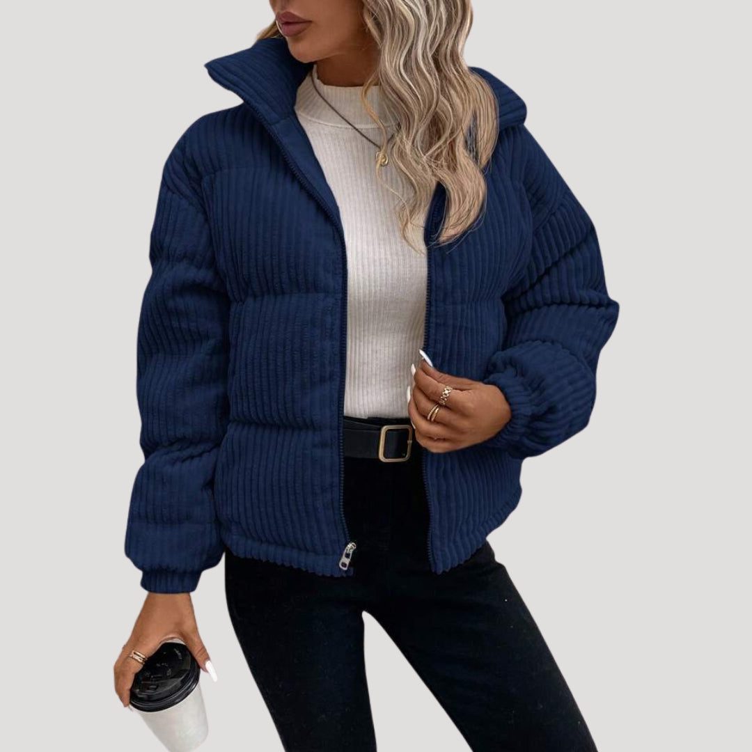 Kunigunde | Women's Quilted Corduroy Puffer Jacket with Stand Collar
