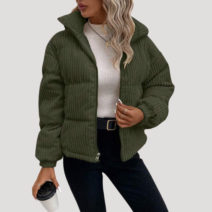 Kunigunde | Women's Quilted Corduroy Puffer Jacket with Stand Collar