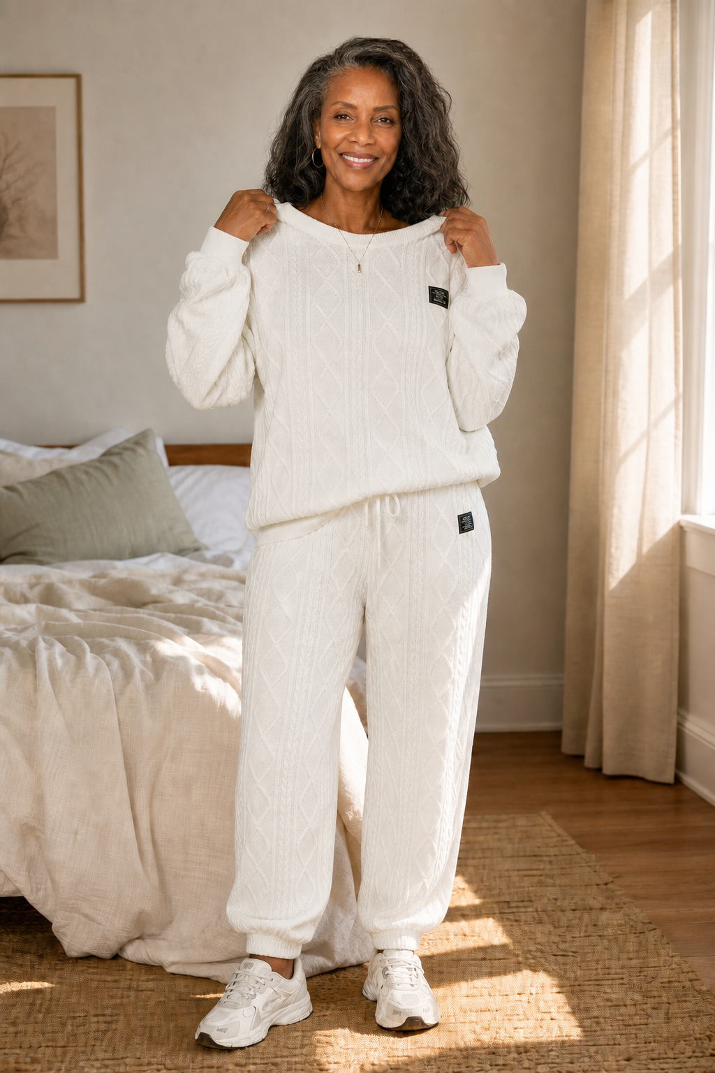 Genevieve | Women’s Cable Knit Sweater Pants Set