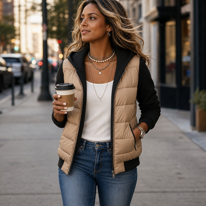 Bethany | Women’s Quilted Puffer Jacket with Knit Sleeves