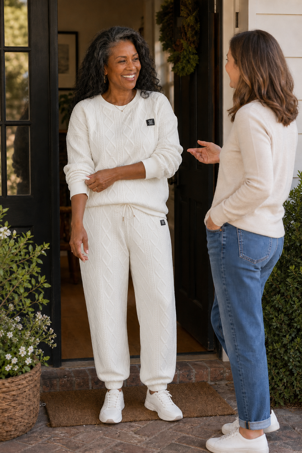 Genevieve | Women’s Cable Knit Sweater Pants Set