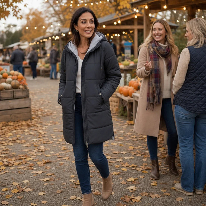 Courtney | Women’s Long Quilted Hooded Winter Jacket