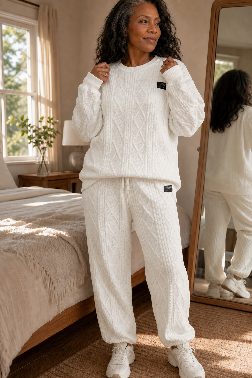 Genevieve | Women’s Cable Knit Sweater Pants Set