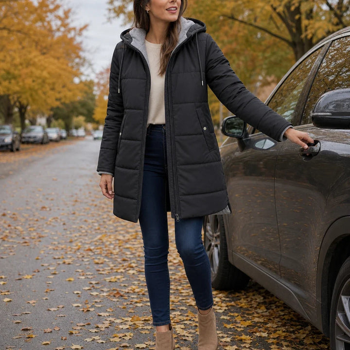 Courtney | Women’s Long Quilted Hooded Winter Jacket