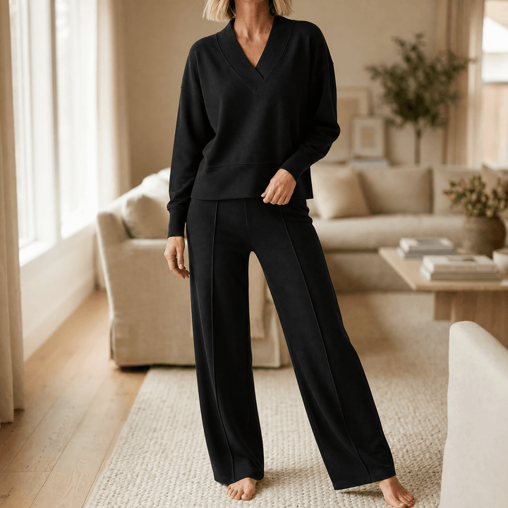 Rosalyn | Women’s V Neck Knit Sweater and Pants Set