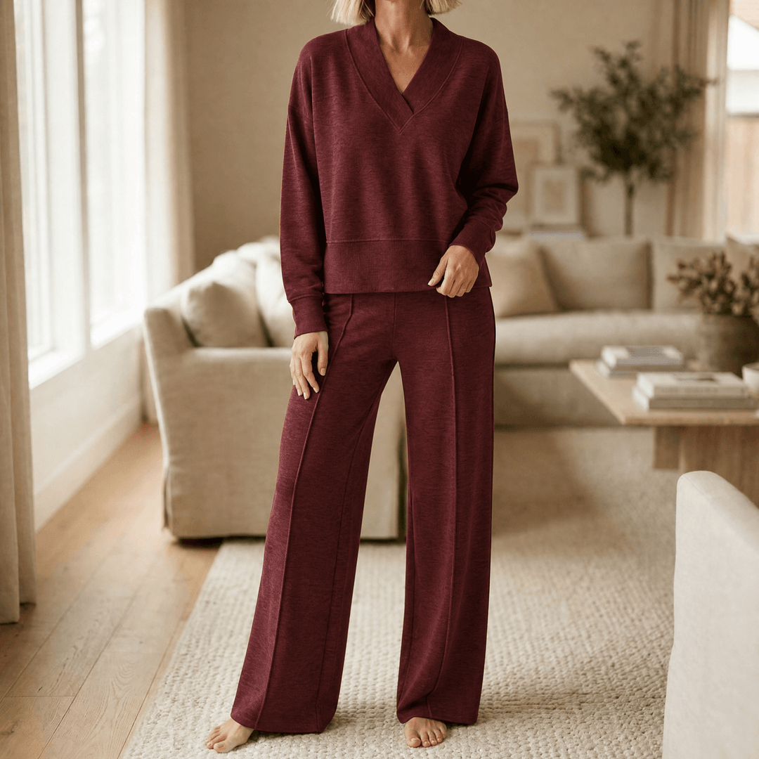 Rosalyn | Women’s V Neck Knit Sweater and Pants Set
