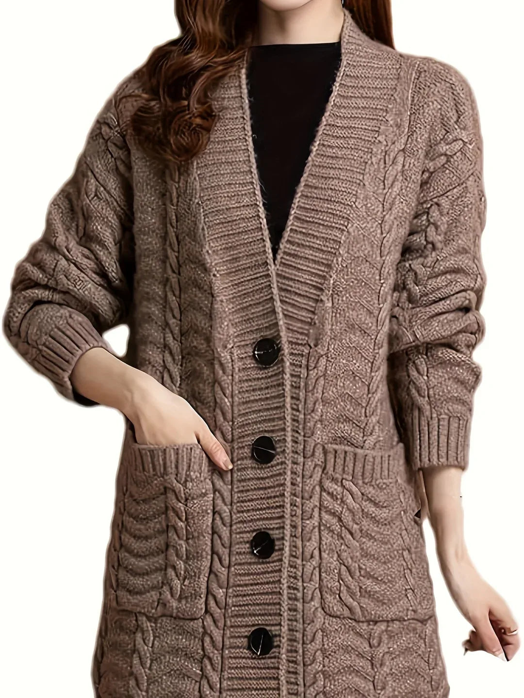 Alba | Women’s Long Cable Knit Cardigan