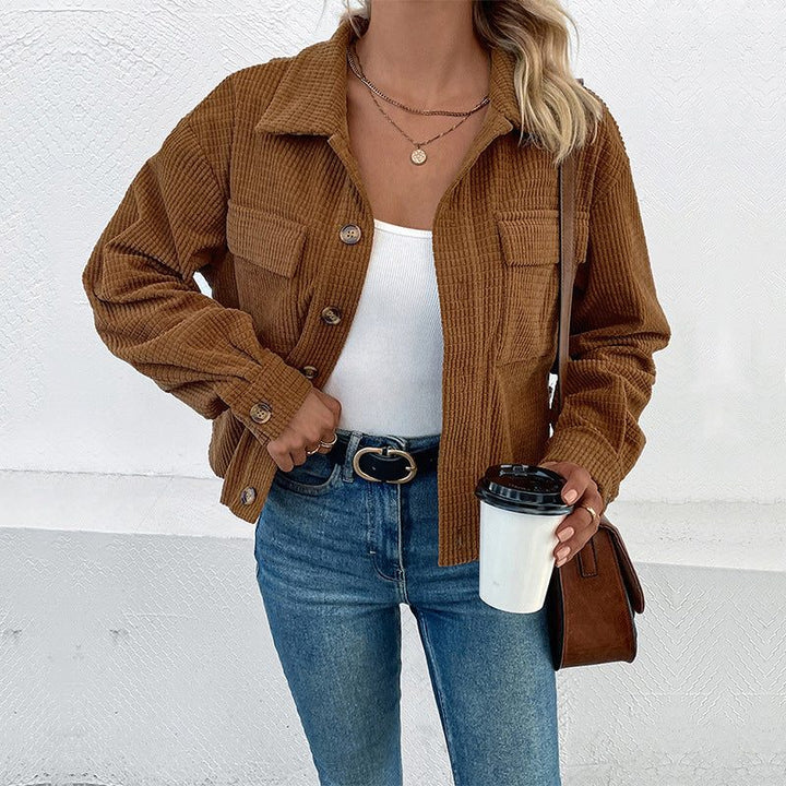 Minka | Women's Button Down Corduroy Shirt Jacket with Flap Pockets