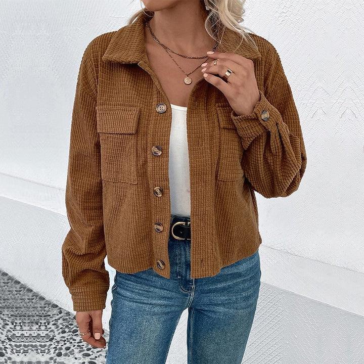Minka | Women's Button Down Corduroy Shirt Jacket with Flap Pockets