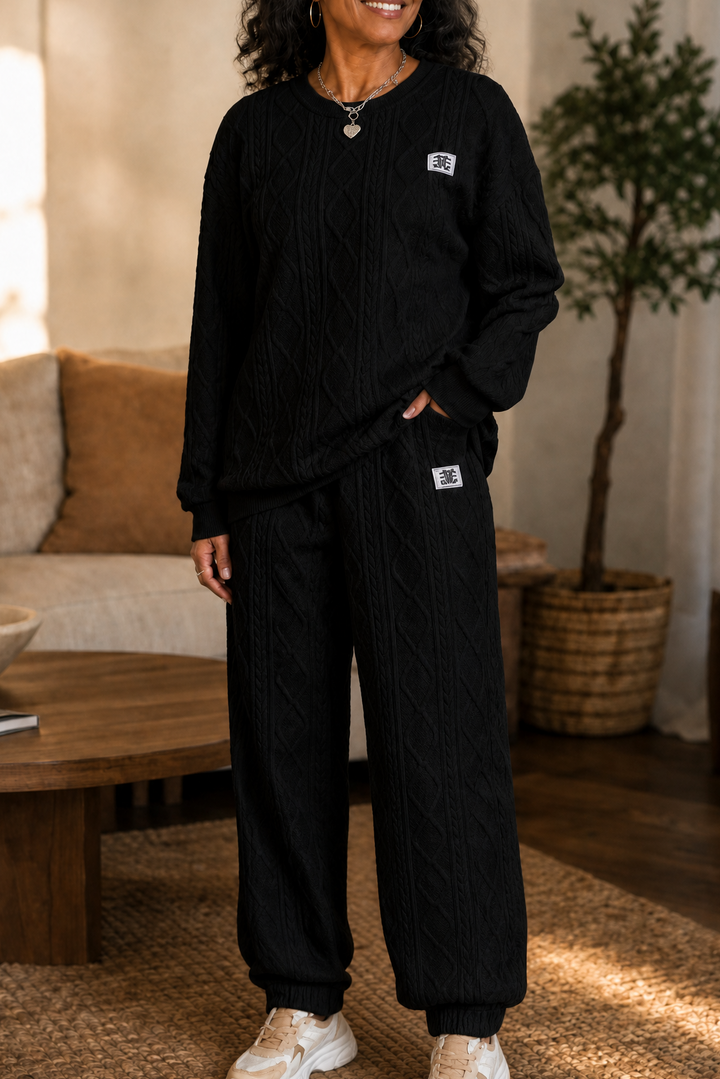 Genevieve | Women’s Cable Knit Sweater Pants Set