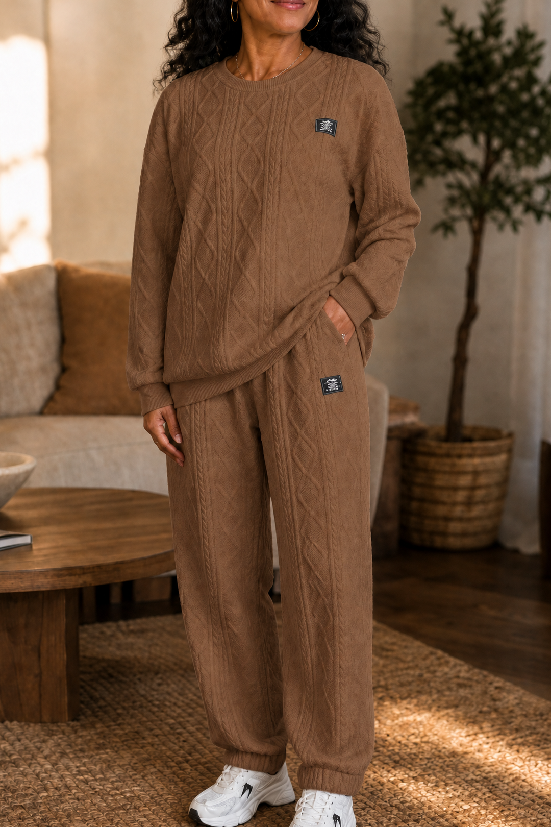 Genevieve | Women’s Cable Knit Sweater Pants Set