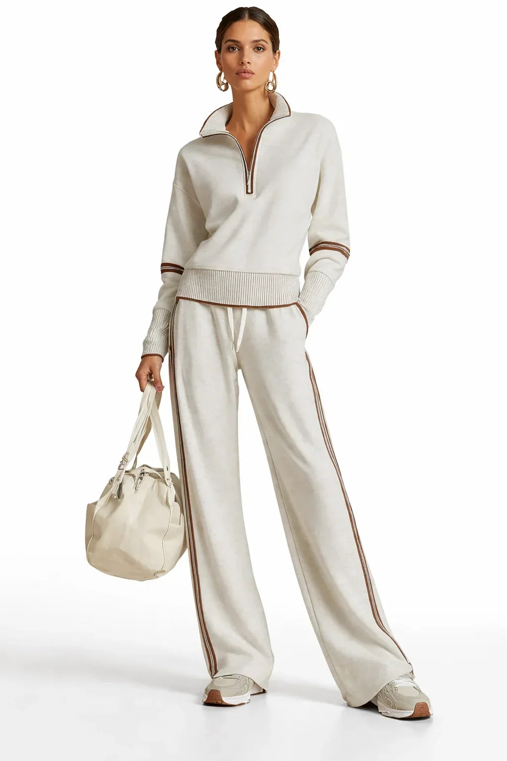 Rowan | Women’s Half Zip Sweatshirt Wide Leg Sweatpants Set