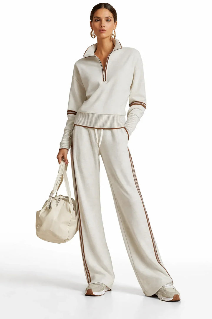 Rowan | Women’s Half Zip Sweatshirt Wide Leg Sweatpants Set