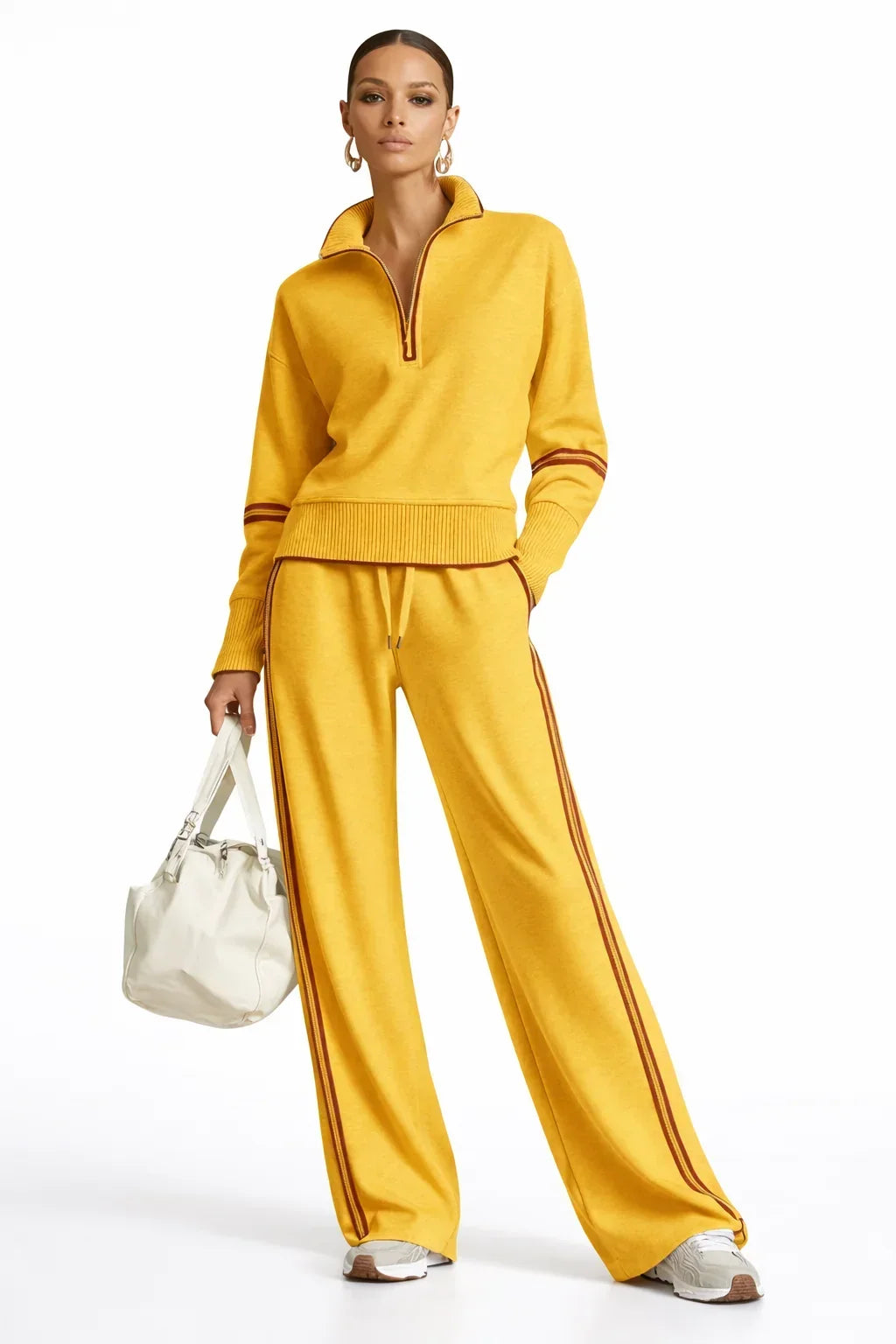 Rowan | Women’s Half Zip Sweatshirt Wide Leg Sweatpants Set