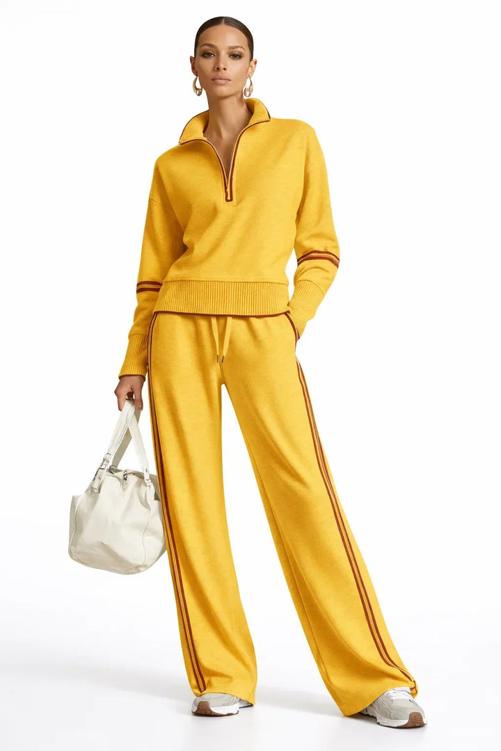 Rowan | Women’s Half Zip Sweatshirt Wide Leg Sweatpants Set