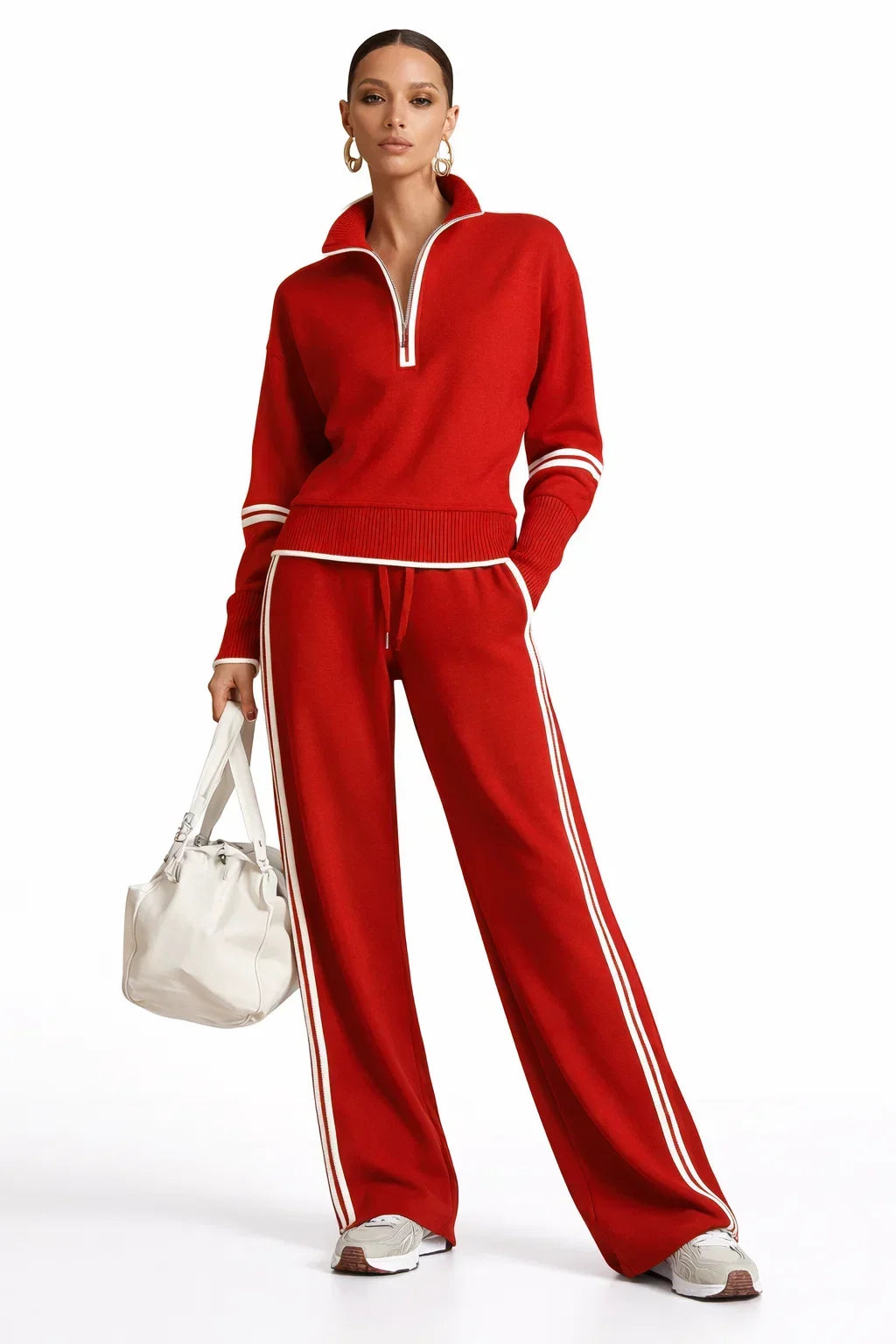 Rowan | Women’s Half Zip Sweatshirt Wide Leg Sweatpants Set
