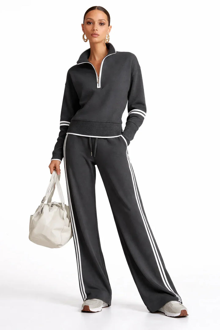 Rowan | Women’s Half Zip Sweatshirt Wide Leg Sweatpants Set