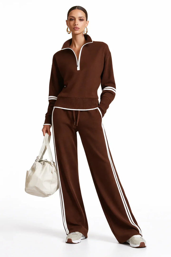Rowan | Women’s Half Zip Sweatshirt Wide Leg Sweatpants Set