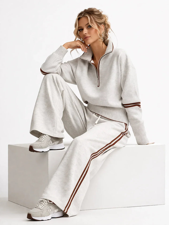 Rowan | Women’s Half Zip Sweatshirt Wide Leg Sweatpants Set