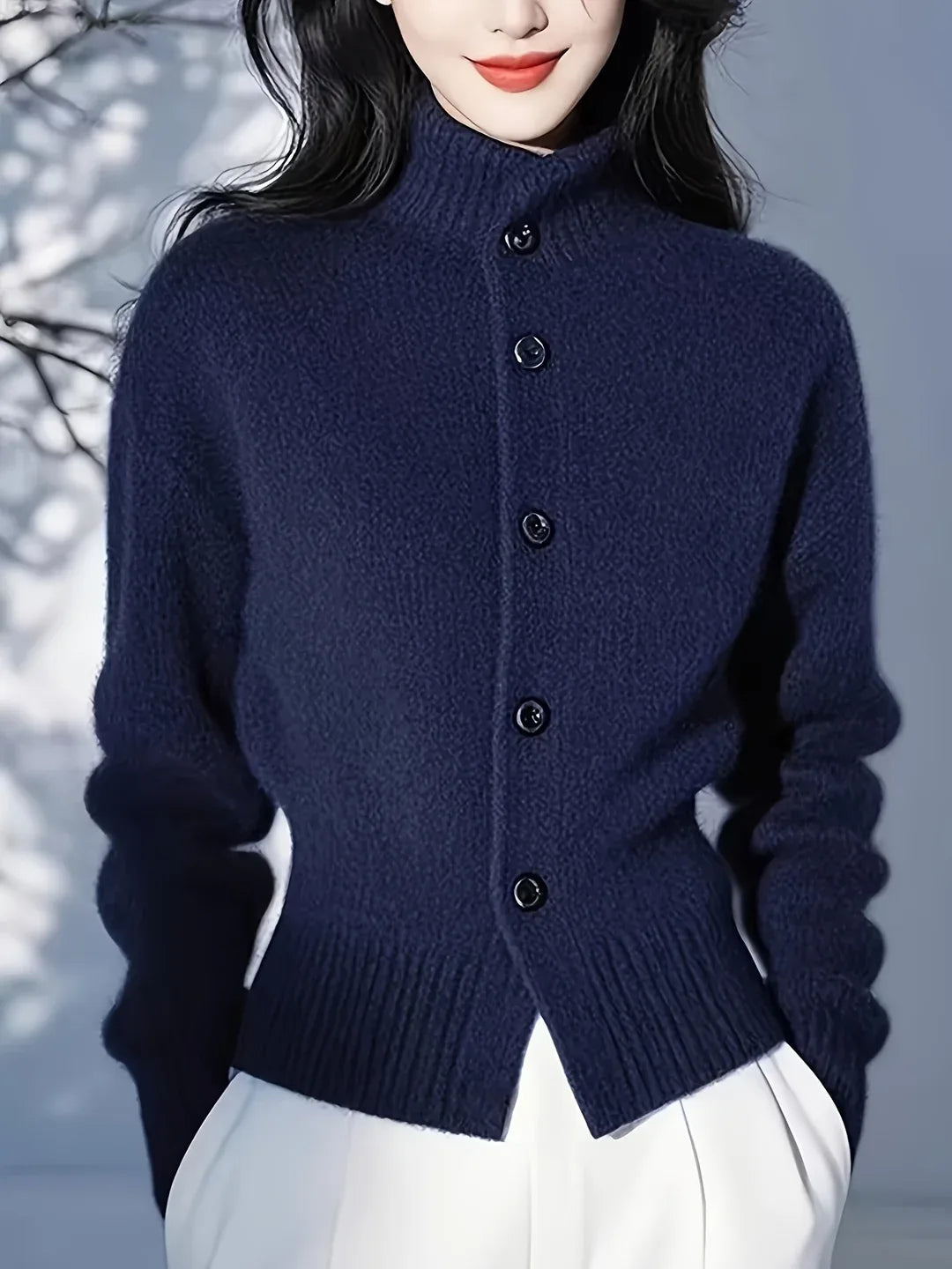 Odette | Women’s Fitted High Neck Knit Cardigan