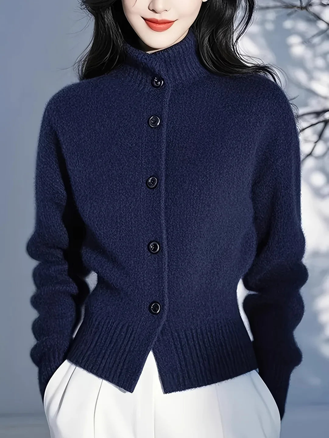 Odette | Women’s Fitted High Neck Knit Cardigan