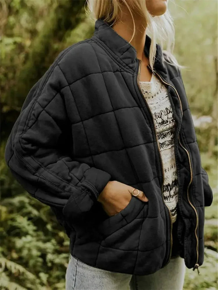 Caroline | Women's Oversized Quilted Jacket with Stand Collar
