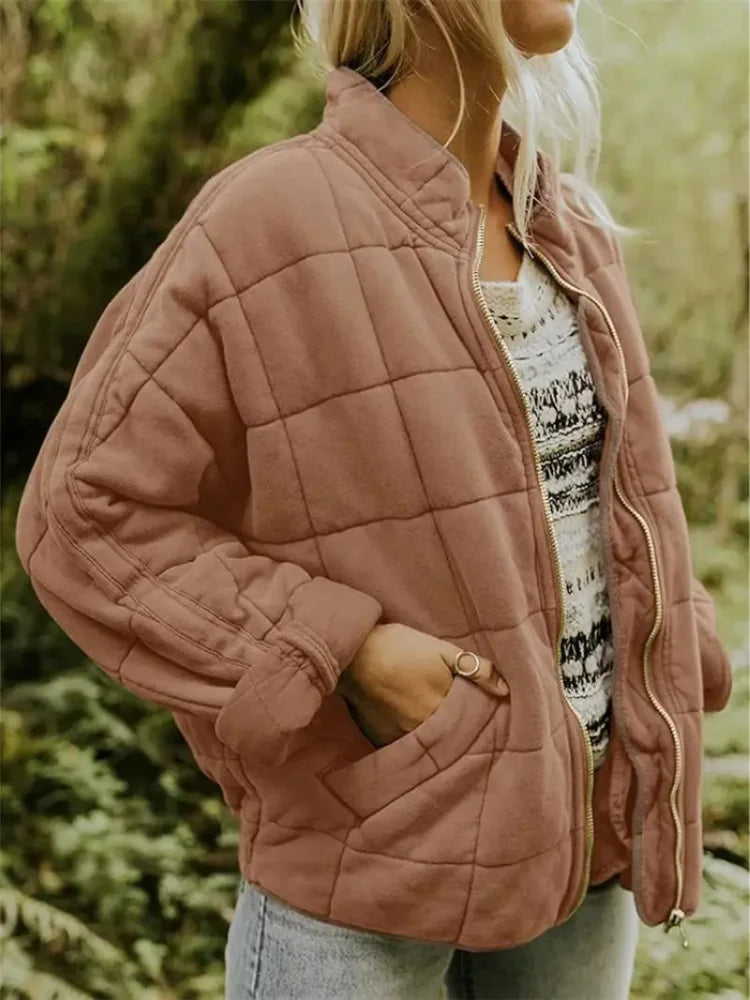 Caroline | Women's Oversized Quilted Jacket with Stand Collar