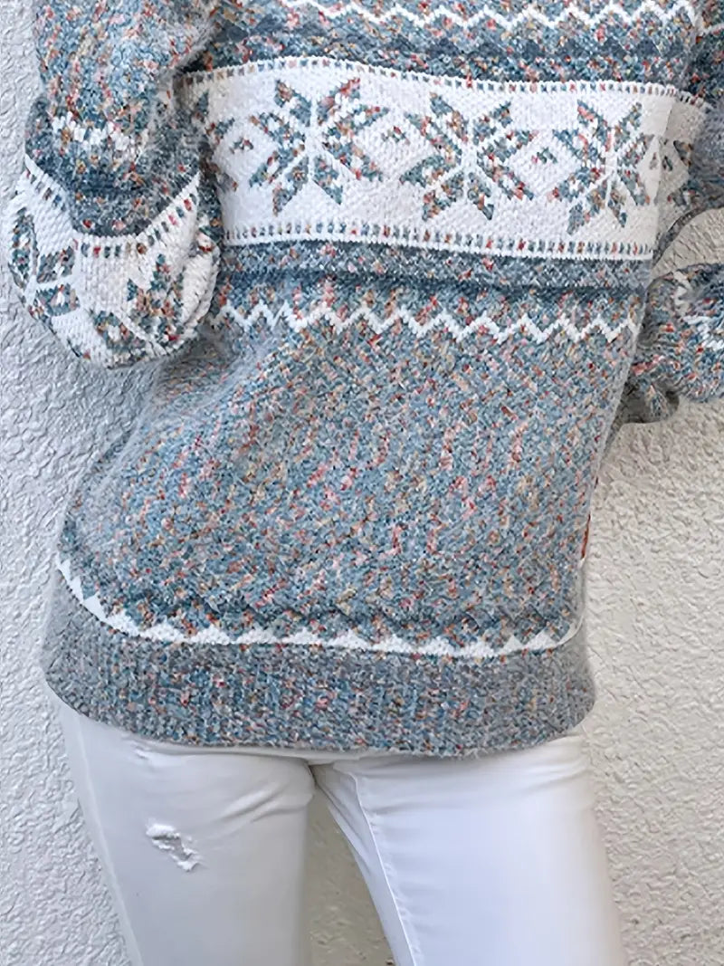 Hannah | Women's Snowflake Fair Isle Mock Neck Sweater