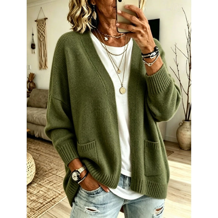 Josie | Women's Oversized Open-Front Knit Cardigan with Ribbed Cuffs and Pockets