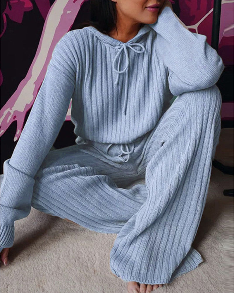 Dahlia | Women’s Rib Knit Hooded Sweater Lounge Set