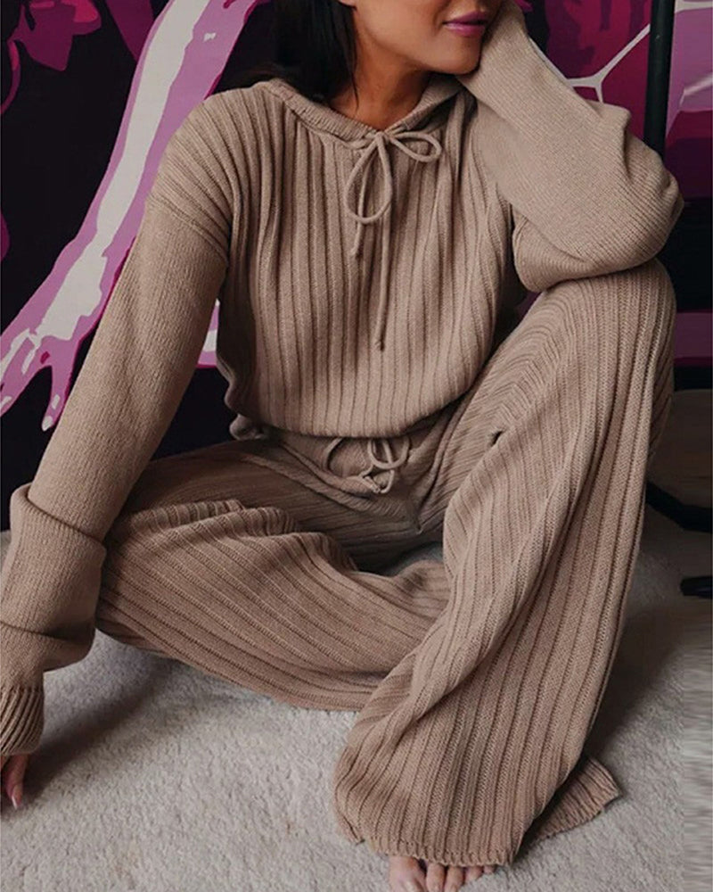 Dahlia | Women’s Rib Knit Hooded Sweater Lounge Set
