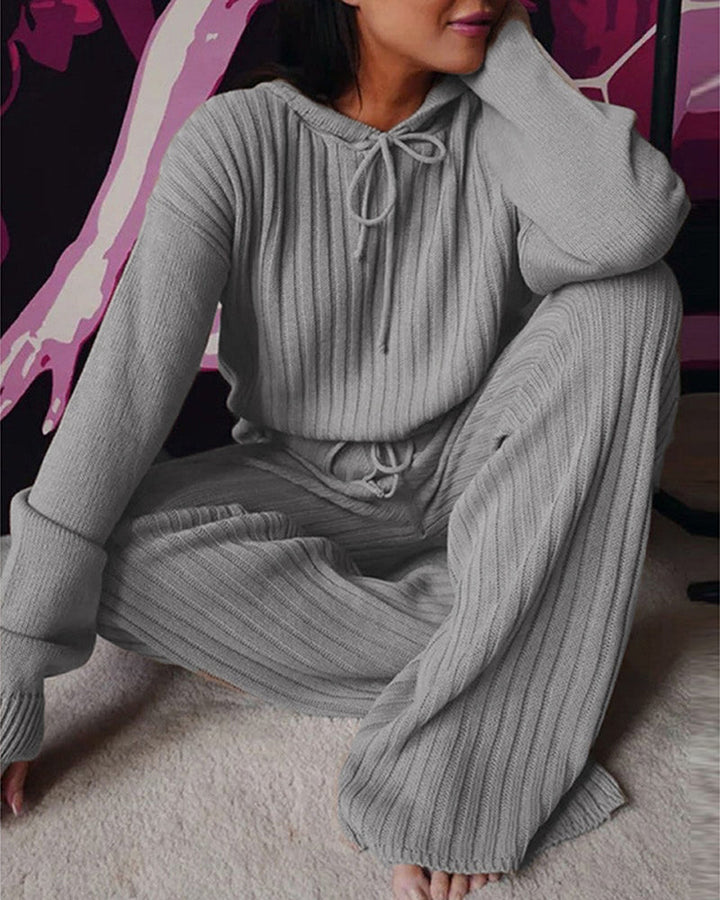 Dahlia | Women’s Rib Knit Hooded Sweater Lounge Set