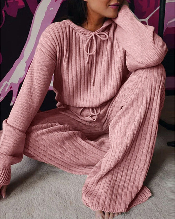 Dahlia | Women’s Rib Knit Hooded Sweater Lounge Set