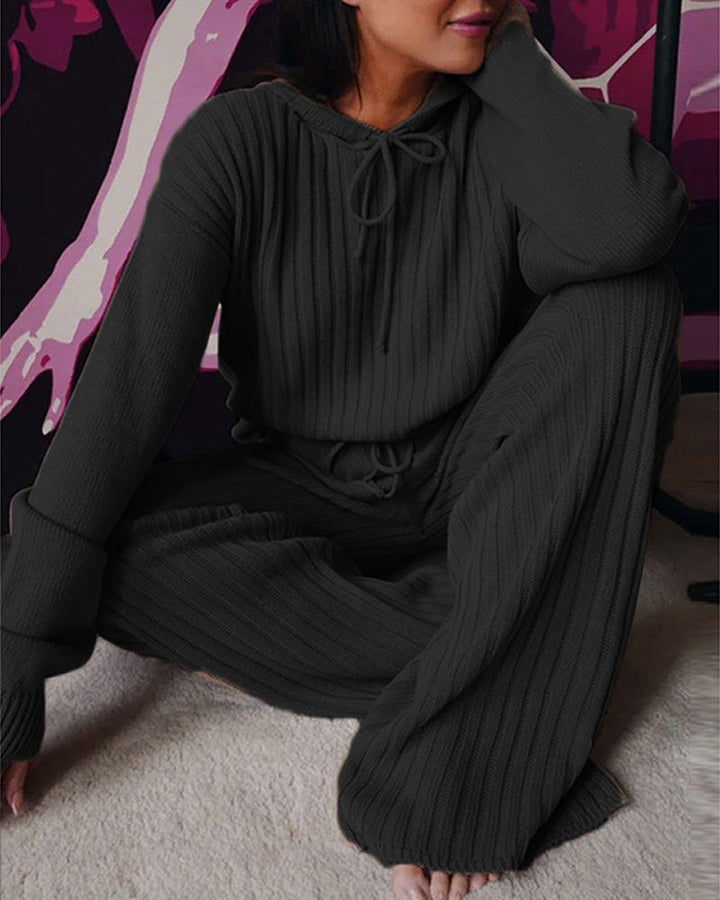 Dahlia | Women’s Rib Knit Hooded Sweater Lounge Set
