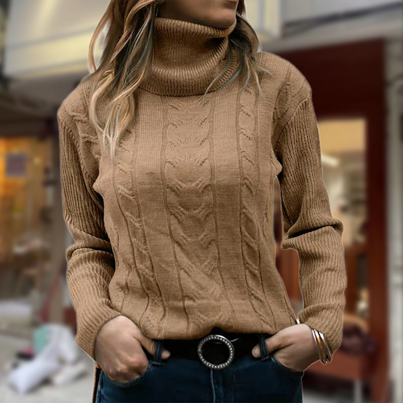 Thea | Women’s Fitted Cable Knit Turtleneck Sweater