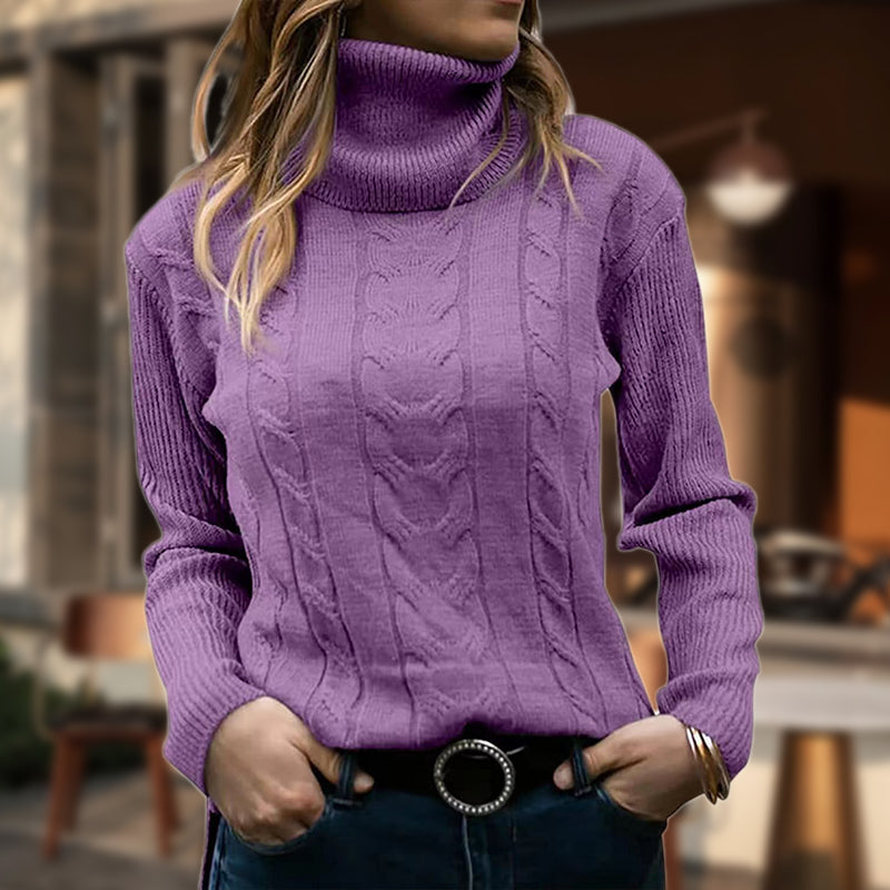 Thea | Women’s Fitted Cable Knit Turtleneck Sweater