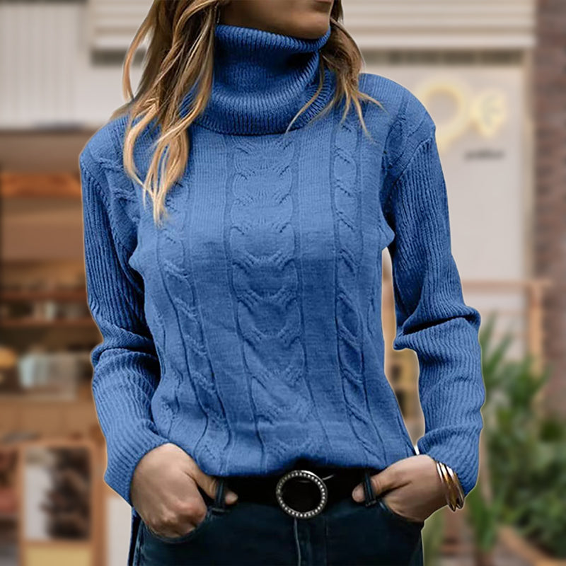 Thea | Women’s Fitted Cable Knit Turtleneck Sweater