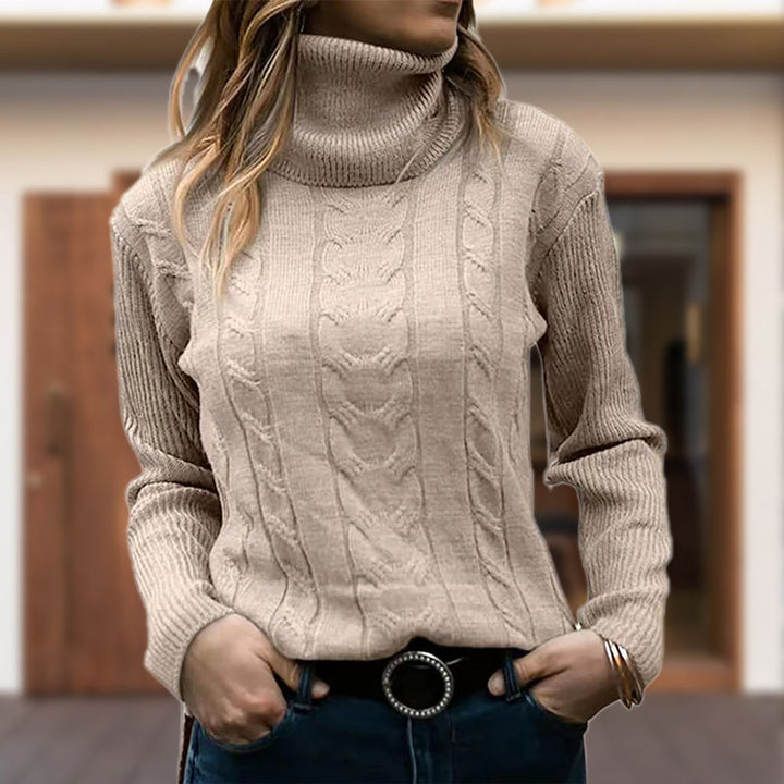 Thea | Women’s Fitted Cable Knit Turtleneck Sweater