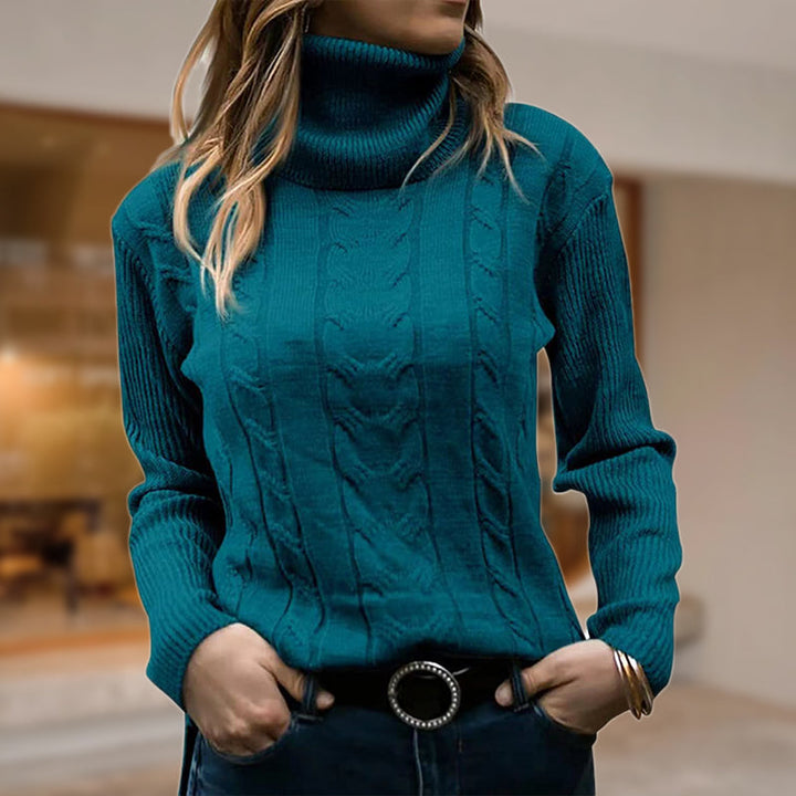 Thea | Women’s Fitted Cable Knit Turtleneck Sweater