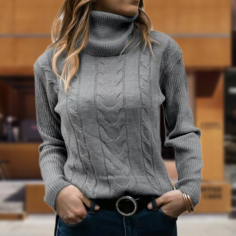 Thea | Women’s Fitted Cable Knit Turtleneck Sweater