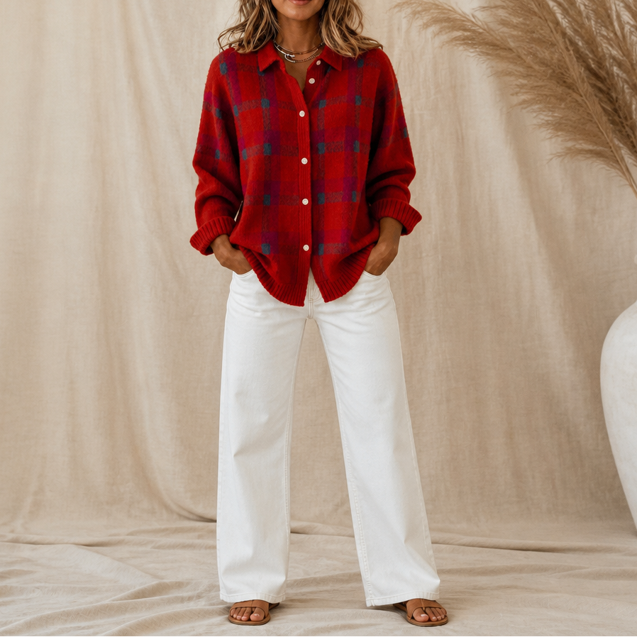 Fenella | Women’s Plaid Button Up Cardigan