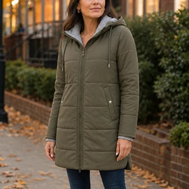 Courtney | Women’s Long Quilted Hooded Winter Jacket