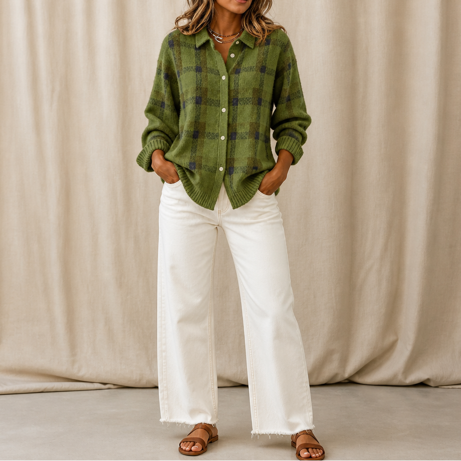 Fenella | Women’s Plaid Button Up Cardigan