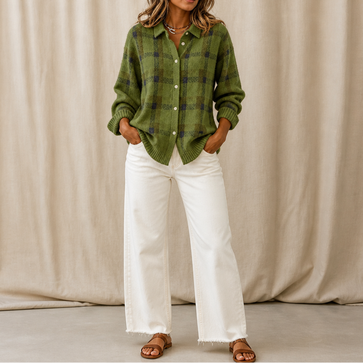 Fenella | Women’s Plaid Button Up Cardigan