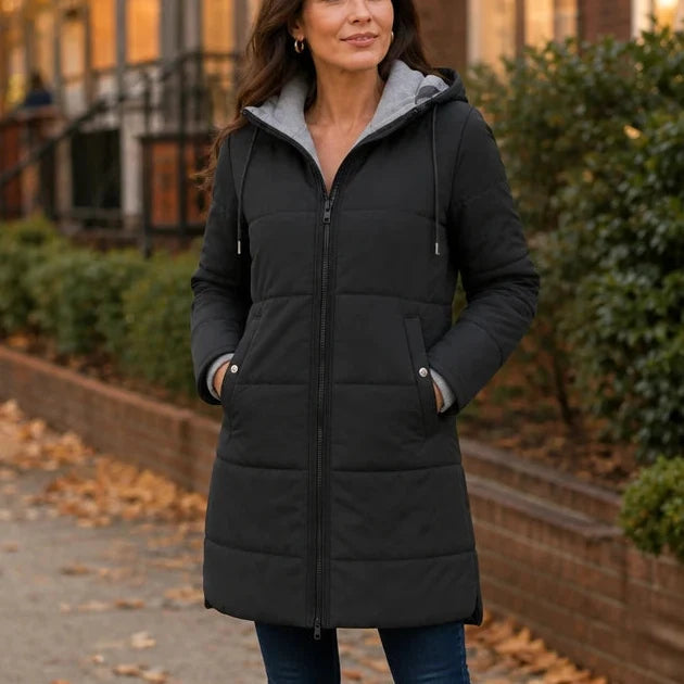Courtney | Women’s Long Quilted Hooded Winter Jacket