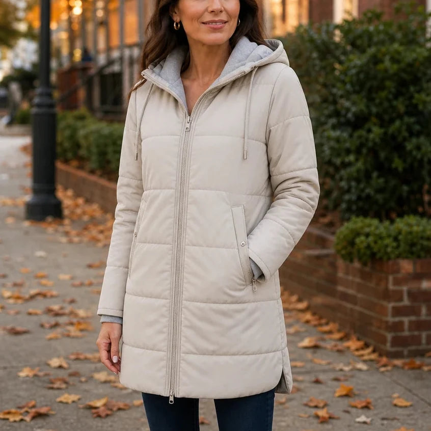 Courtney | Women’s Long Quilted Hooded Winter Jacket