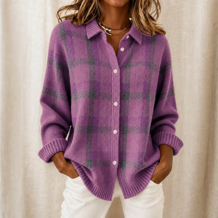 Fenella | Women’s Plaid Button Up Cardigan